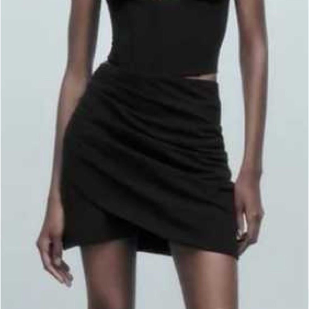 Zara Black Draped Mini Skirt